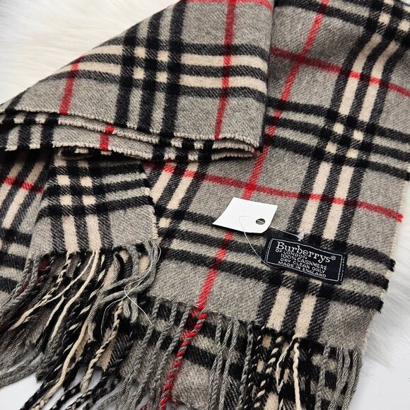 Burberry Novacheck Grey Cashmere Scarf - Picture 8 of 13